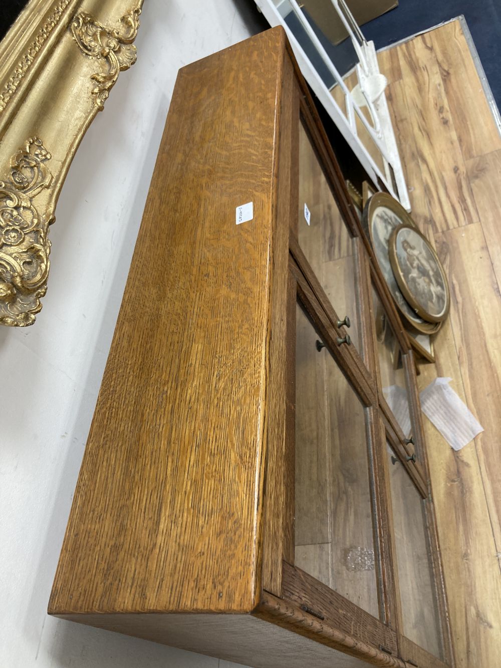 A Minty glazed oak two section bookcase, width 87cm depth 19cm height 113cm